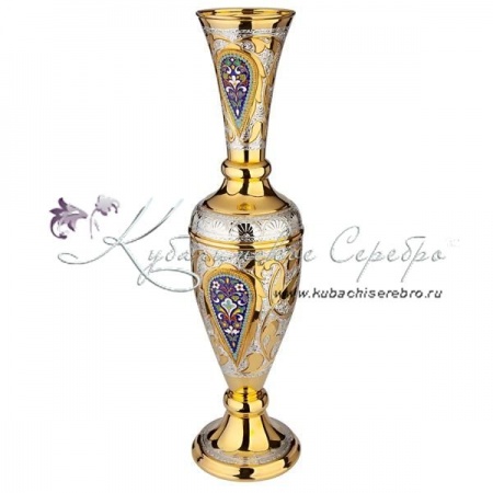 Ваза с позолотой и горячей эмалью , арт №2248 Ваза с позолотой и горячей эмалью