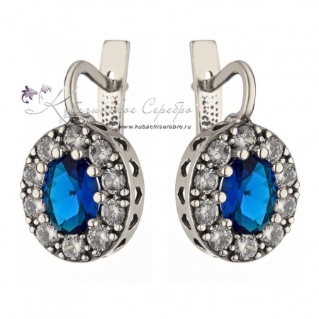 Серьги из серебра с синими камнями