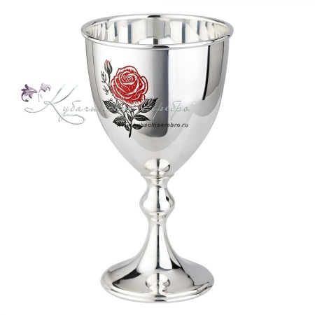 Фужер Роза 999 пробы с холодной эмалью на 190 мл (Новинка)