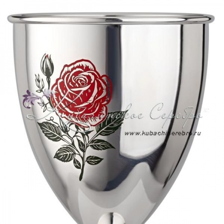 Фужер Роза 999 пробы с холодной эмалью на 130 мл (Новинка)