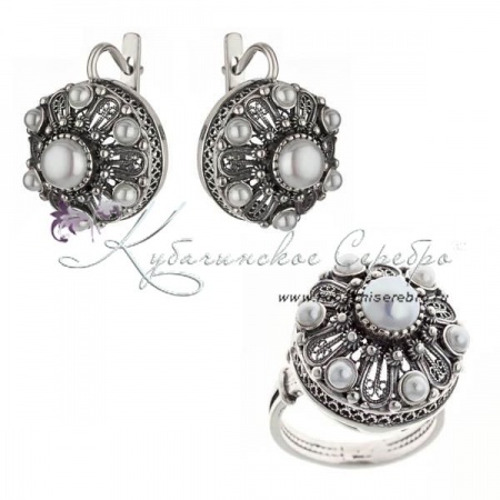 Комплект серебряный с жемчугом