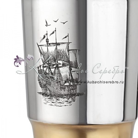 Стакан  Корабль 925 пробы на 470 мл 