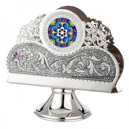 Салфетница из серебра с эмалью, арт №6614 Салфетница из серебра с эмалью