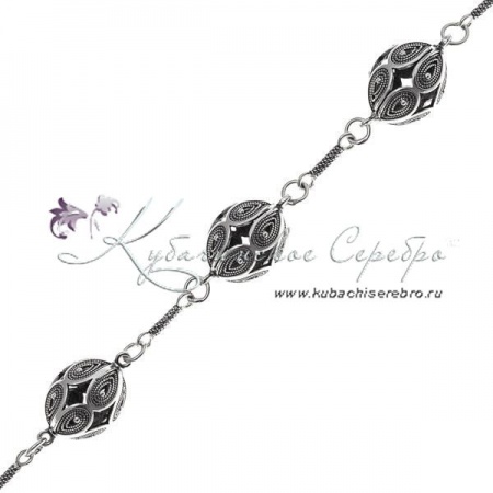 Крупные браслет- бусы серебряные 