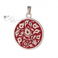Кулон с бордовой холодной эмалью 4771 