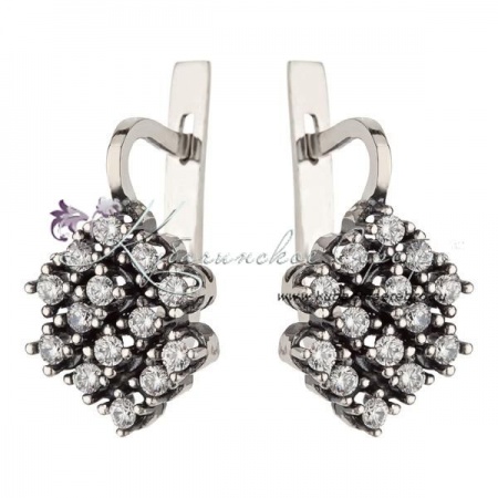 Серьги серебряные с цирконами