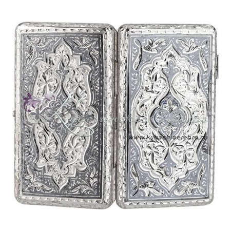 Портсигар серебряный с чернением