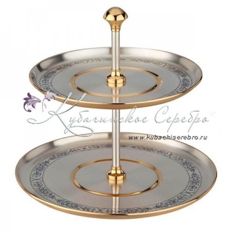 Ваза (горка) 925 пробы с позолотой, двухъярусная 