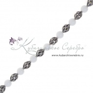 Бусы серебряные с белым агатом, арт №8362/8
