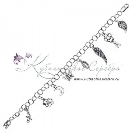 Серебряный браслет с миниатюрными украшениями
