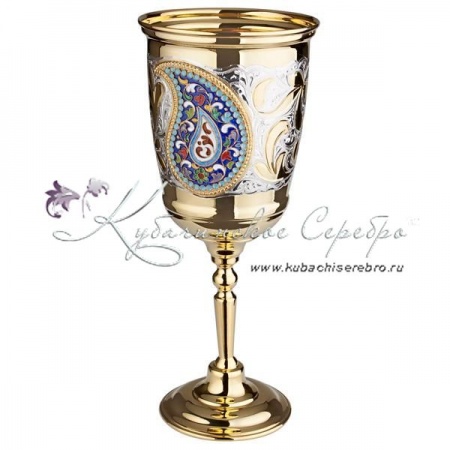 Бокал для вина с позолотой и эмалью на 300 мл 