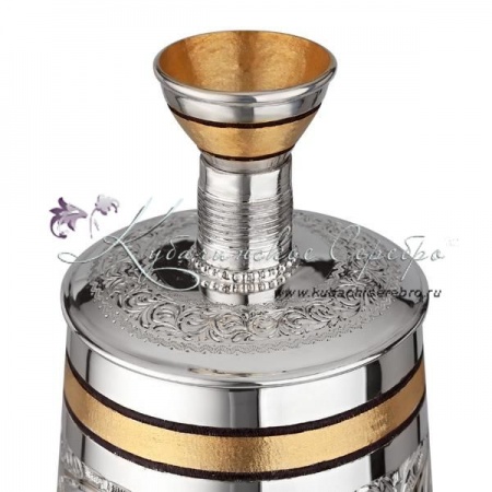 Позолоченный набор бутылка + воронка, арт №2577   Позолоченный набор бутылка + воронка