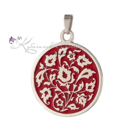 Кулон с бордовой холодной эмалью