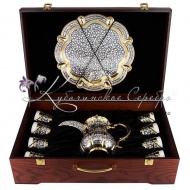 Сервиз кофейный с позолотой и чернением на 8 персон , арт №6870