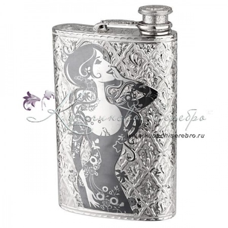 Фляга серебряная дамская на 450 мл, арт №3251 Фляга серебряная дамская на 450 мл