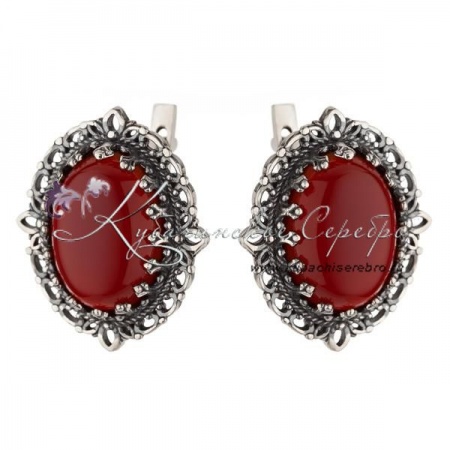 Серьги серебряные с сердоликом