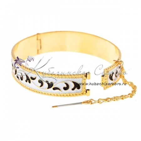 Браслет с горячей белой и черной эмалью 