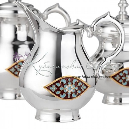 Чайный набор 925 пробы с горячей эмалью 