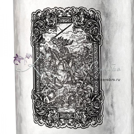 Фляга серебряная Всадник & Корабль на 220 мл 