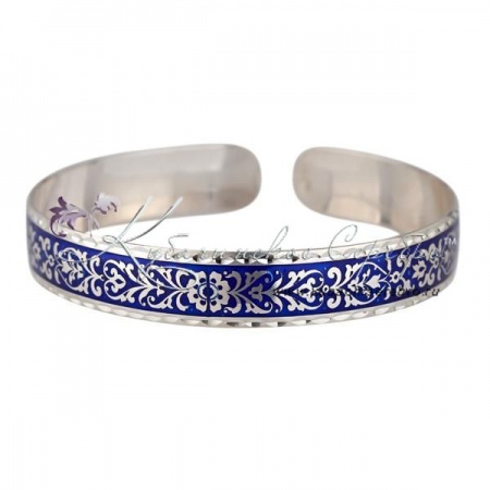 Браслет с синей холодной эмалью, арт №3377  Браслет с синей холодной эмалью