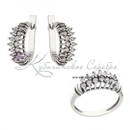 Комплект из серебра с цирконами, арт №8294/4 Комплект из серебра с цирконами