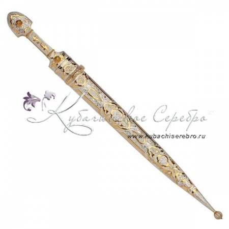 Позолоченный кинжал из серебра, 61 см 