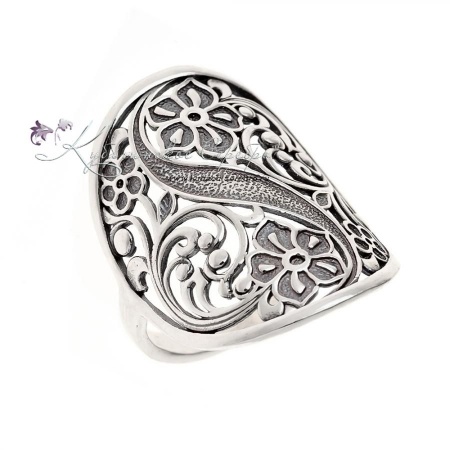 Кольцо серебряное со сквозными узорами (Новинка)