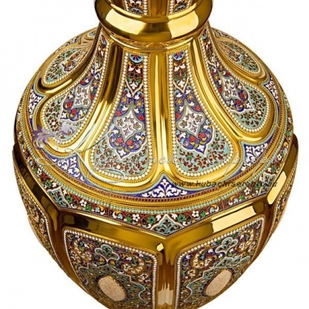 Ваза с позолотой и цветной горячей эмалью!