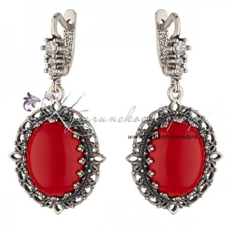 Серьги с кораллом , арт №2221  Серьги с кораллом