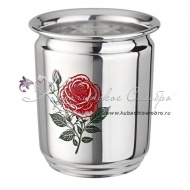 Стаканчик "Роза" 999 пробы с холодной эмалью на 110 мл (Новинка) 1986 