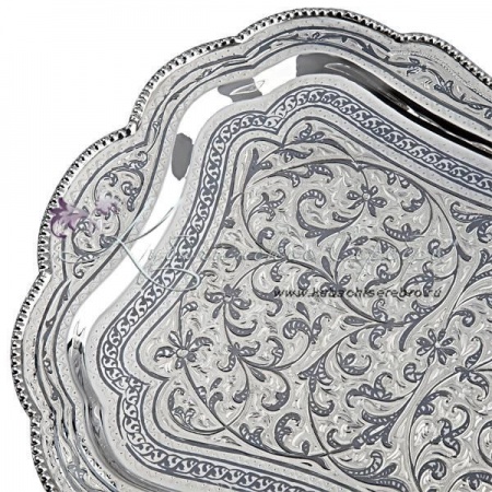 Поднос серебряный с чернением