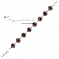 Браслет серебряный, камень тигровый глаз (Новинка) 3397 