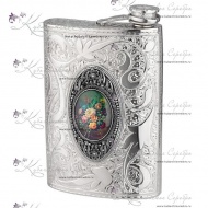 Фляга с филигранью и рисунком "Кабашон" на 300 мл  3156