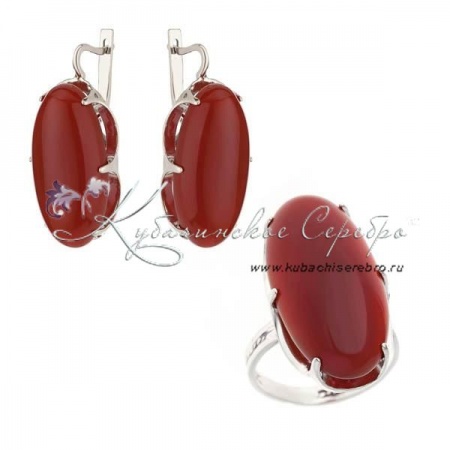 Комплект серебряный с сердоликом