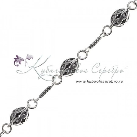 Браслет-бусы серебряные