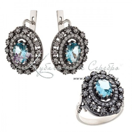 Комплект серебряный с циркониями, арт №6956 Комплект серебряный с циркониями