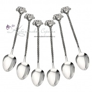 Набор серебряных чайных ложек "Виноградная лоза 2" 1766