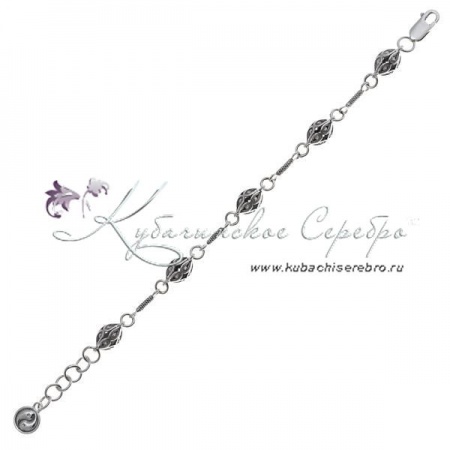 Браслет-бусы серебряные
