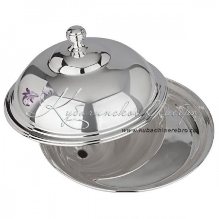 Масленка гладкая из серебра 999 пробы 