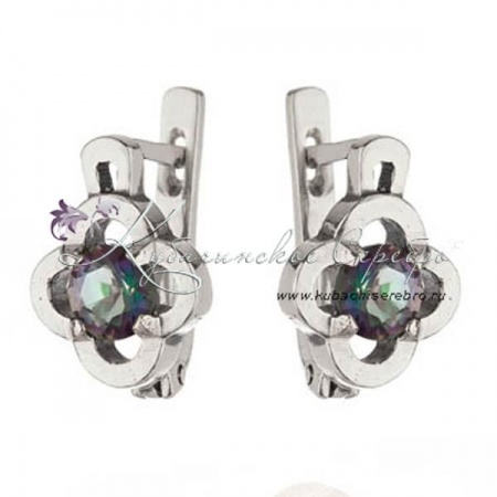 Серьги серебряные с мистиком, арт №6515/1  Серьги серебряные с мистиком