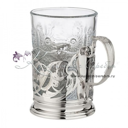 Подстаканник из серебра с литой ручкой 