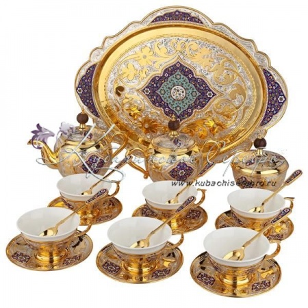 Сервиз чайный с горячей эмалью