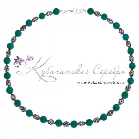 Бусы серебряные с бирюзой