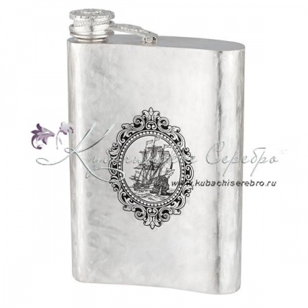 Фляга серебряная Всадник & Корабль на 220 мл 