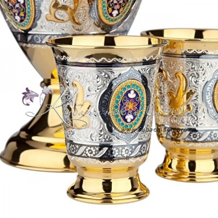 Набор для сока и воды с позолотой  и горячей эмалью , арт №7146 Набор для сока и воды с позолотой  и горячей эмалью