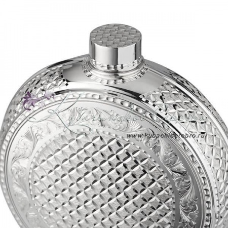Фляга из серебра с огранкой 925 пробы на 360 мл, арт №6909 Фляга из серебра с огранкой 925 пробы на 360 мл