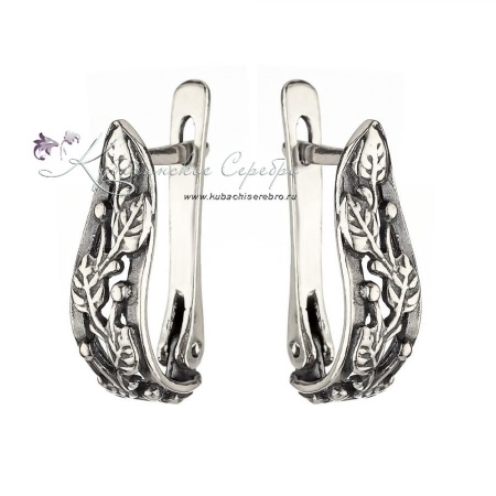 Серьги из серебра Листья