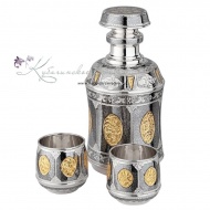 Набор серебряный с позолотой на 2 персоны  4517