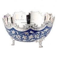 Конфетница серия "Жасмин" с синей холодной эмалью (Новинка) 2200/2