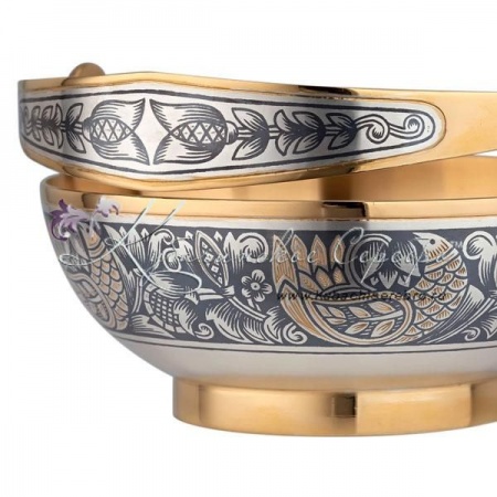 Позолоченная конфетница 925 пробы Птицы 